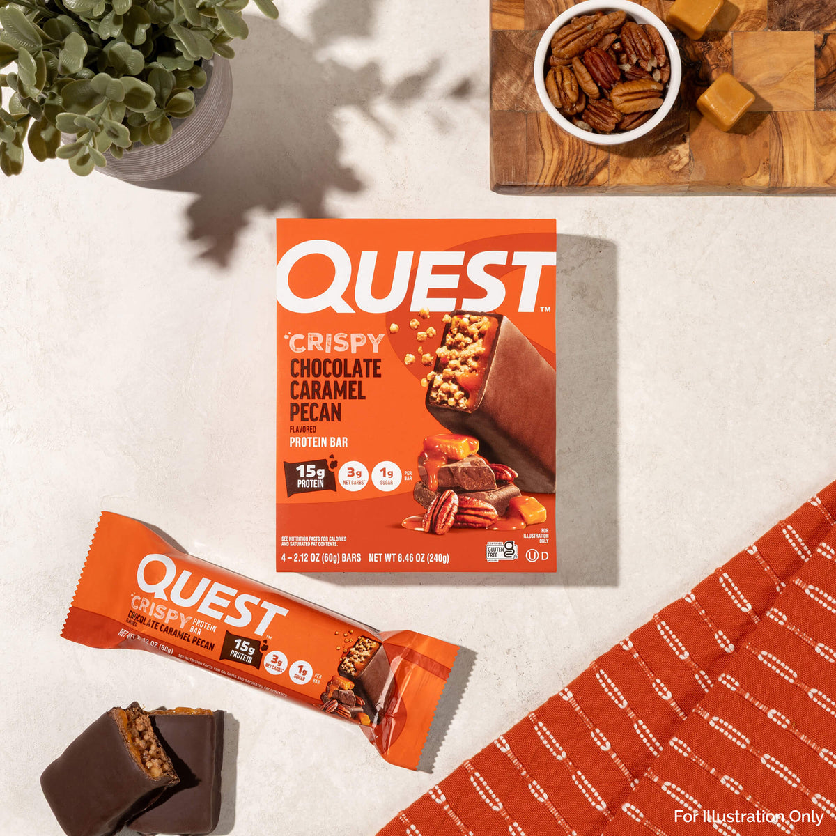 Chocolate Caramel Pecan Crispy Hero Protein Bars