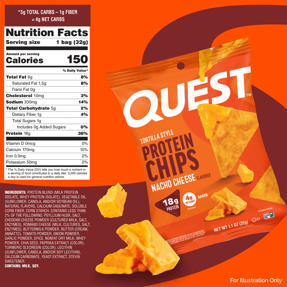 Nacho Cheese Tortilla Style Protein Chips